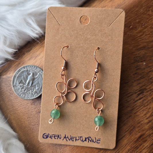 Green Aventurine with Celtic Clover Earrings 1279