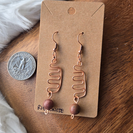 Rhodonite with Serpentine Dangle Earrings 1280