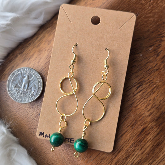 Malachite with Figure Eight Earrings 1278