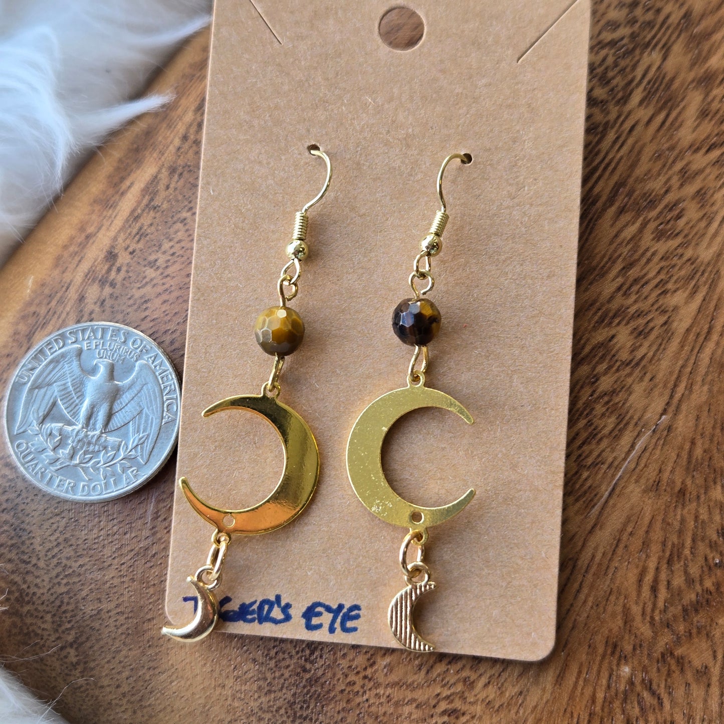 Tiger's Eye with Moons Earrings 1298