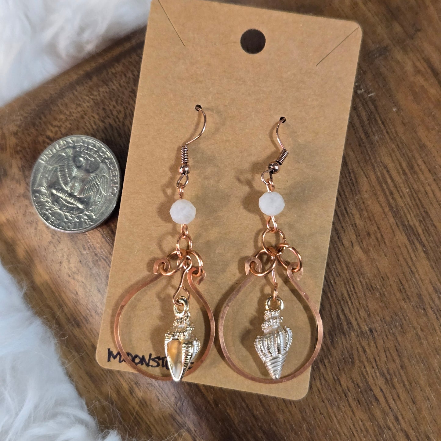 Moonstone Sea Shell Earrings 1334