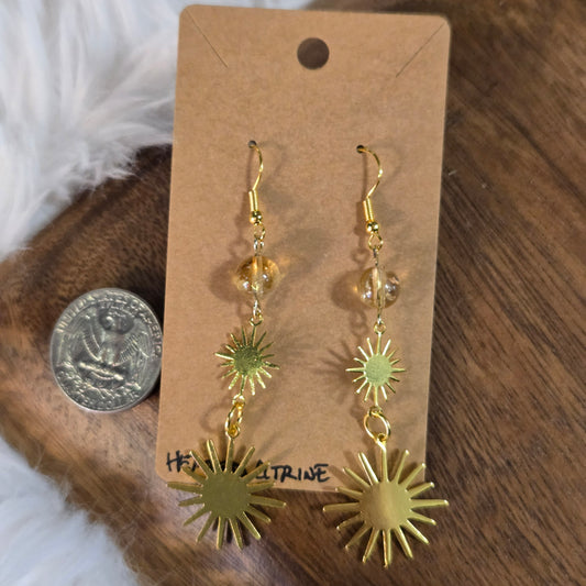 Heated Citrine Sunburst Earrings 1326