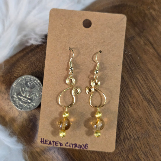 Heated Citrine Lyre Earrings 1331