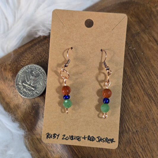 Ruby Zoizite & Red Jasper Earrings 1330
