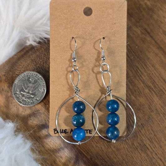 Triple Blue Apatite Earrings 1324