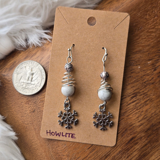 Howlite Snowflake Earrings 1335