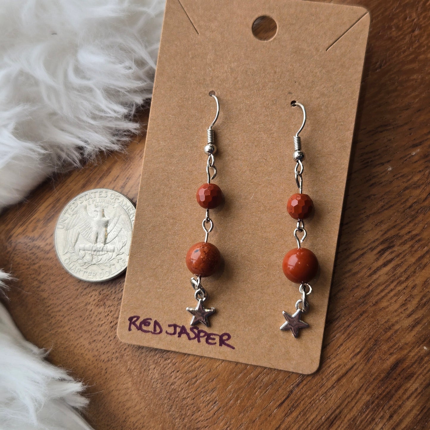 Double Red Jasper Star Earrings 1339