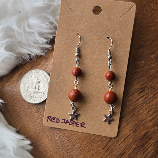 Double Red Jasper Star Earrings 1339