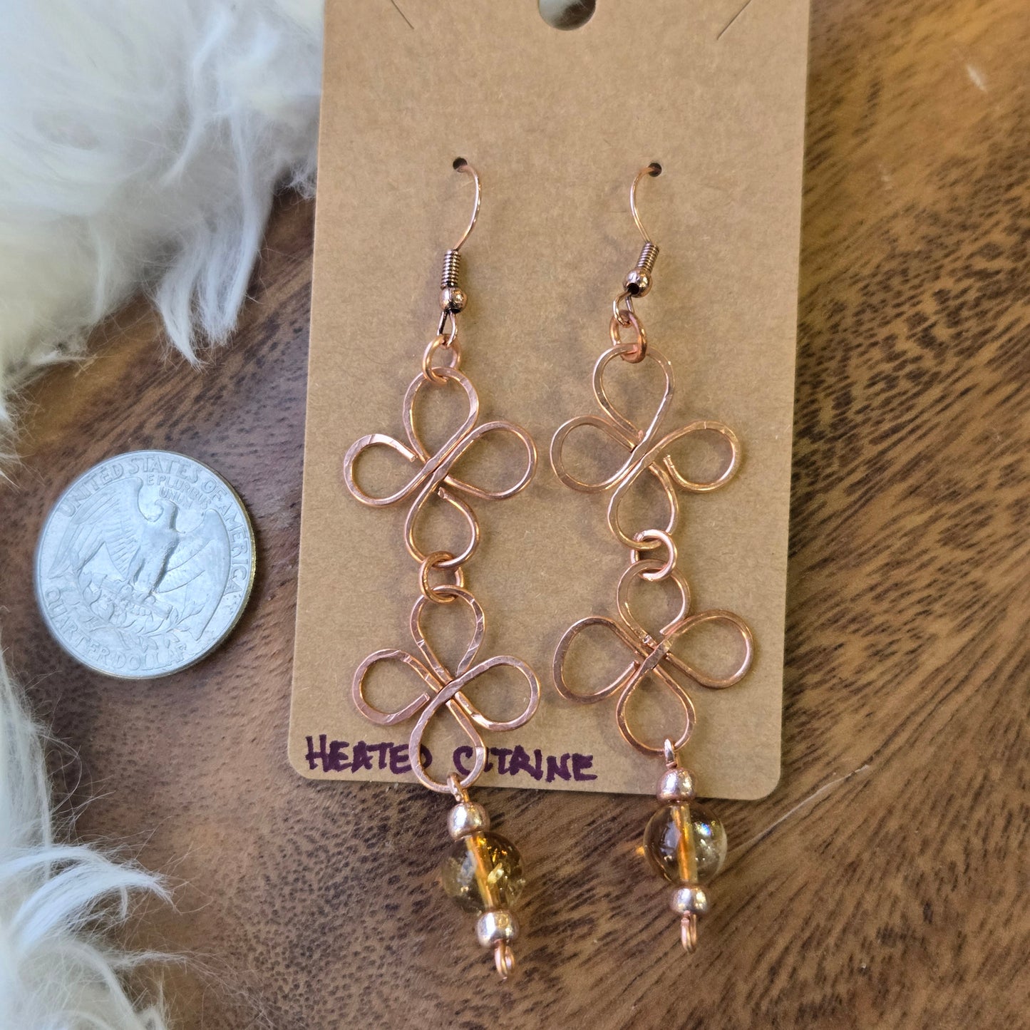 Heated Citrine Double Clover Earrings 1346