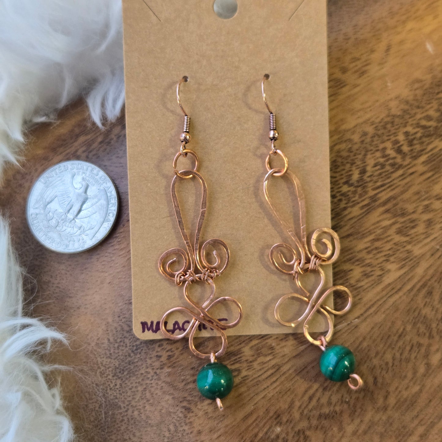 Malachite Fleur de Lis Clover Earrings 1347