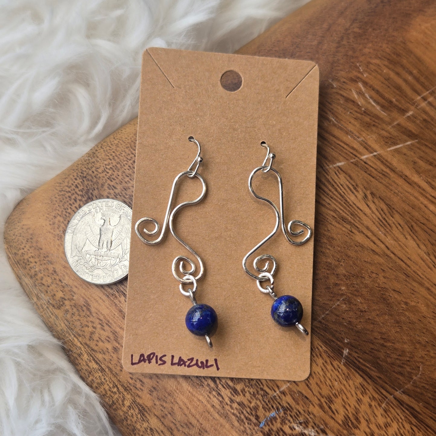 Lapis Lazuli Silver Swirls Earrings 1356