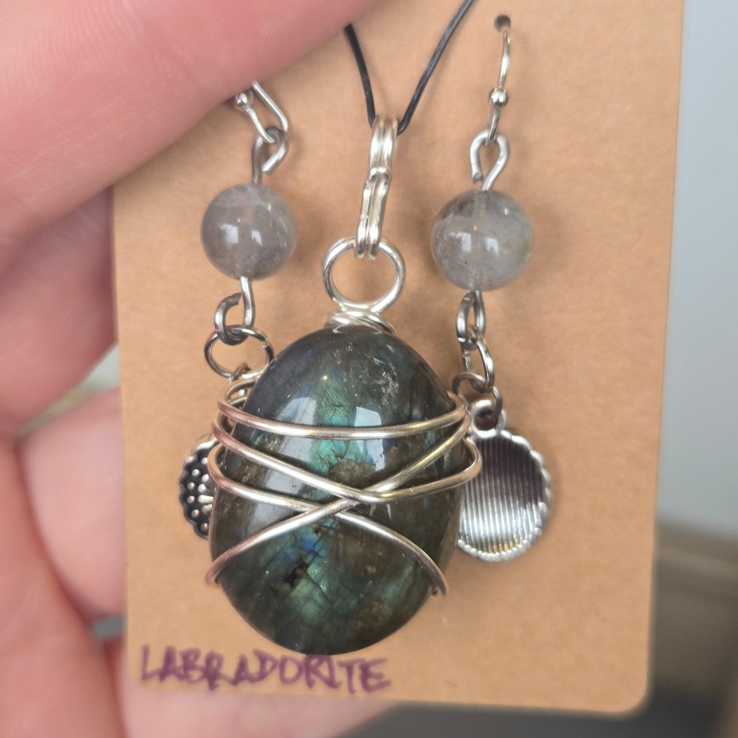 Labradorite Pendant & Earring Set 1357
