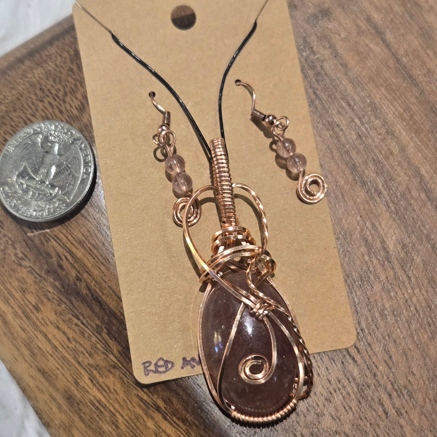 Red Aventurine Pendant & Earring Set 1363