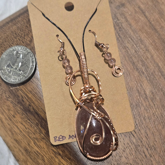 Red Aventurine Pendant & Earring Set 1363