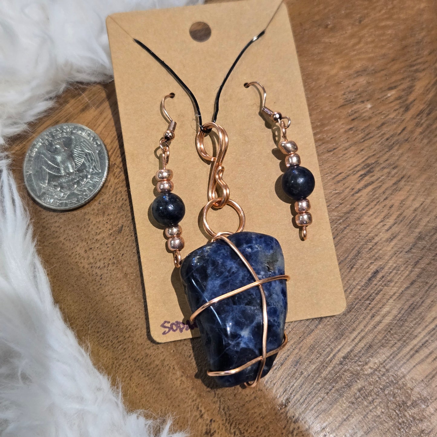 Sodalite Pendant & Earring Set 1365
