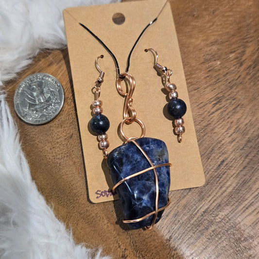 Sodalite Pendant & Earring Set 1365