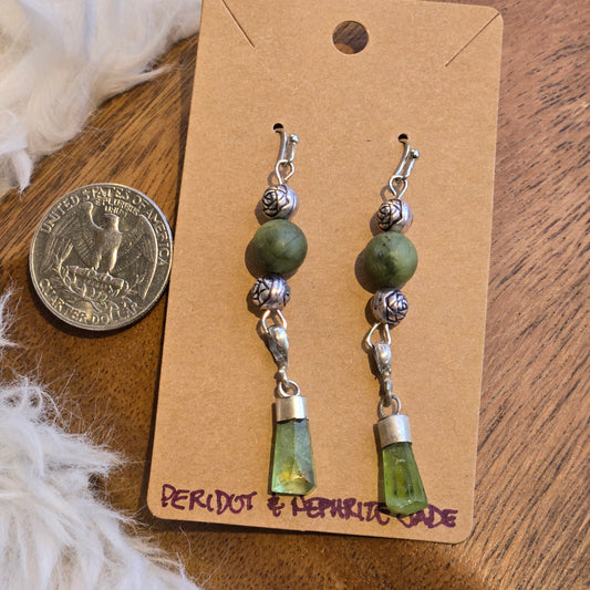 Peridot & Nephrite Jade Earrings 1388