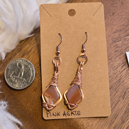 Pink Agate Earrings 1387
