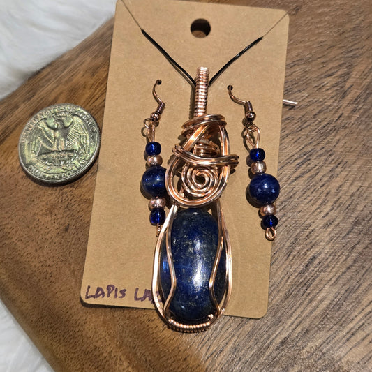 Lapis Lazuli Pendant & Earring Set 1391
