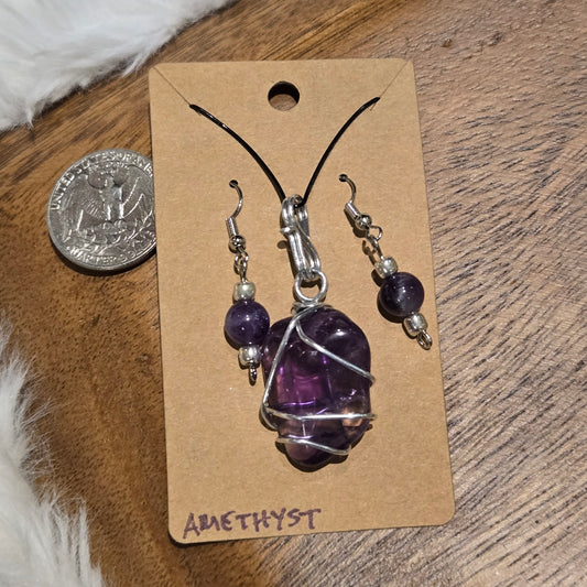 Amethyst Pendant & Earring Set 1392