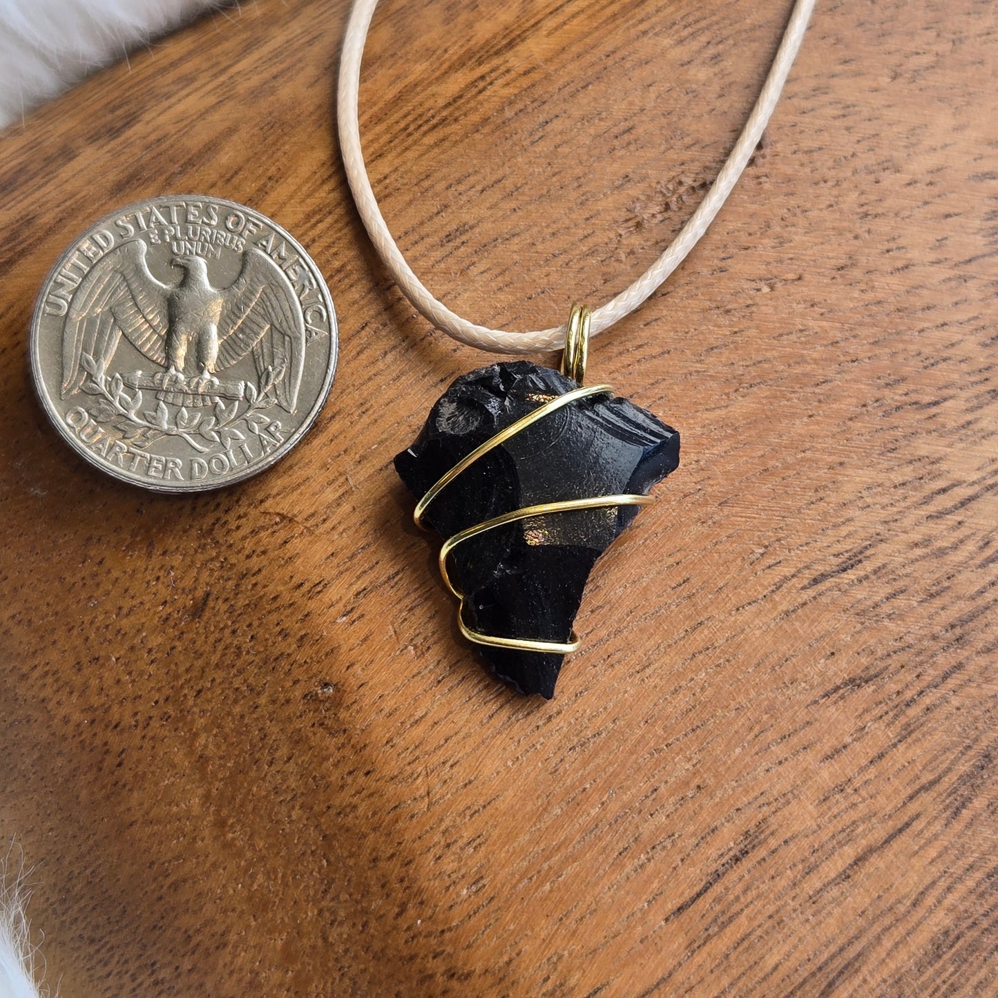 Obsidian Chip Pendant (with cord) 1549