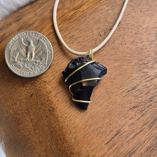 Obsidian Chip Pendant (with cord) 1549