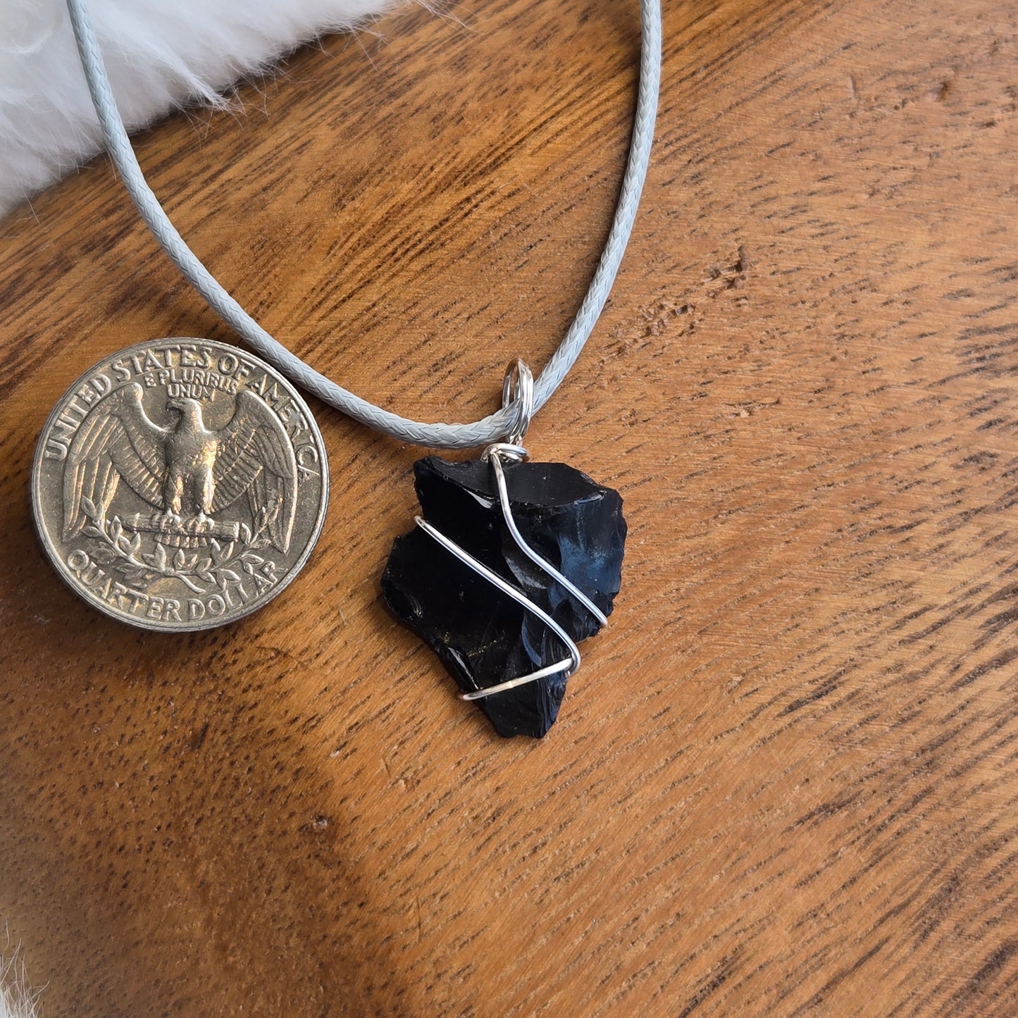Obsidian Chip Pendant (with cord) 1551