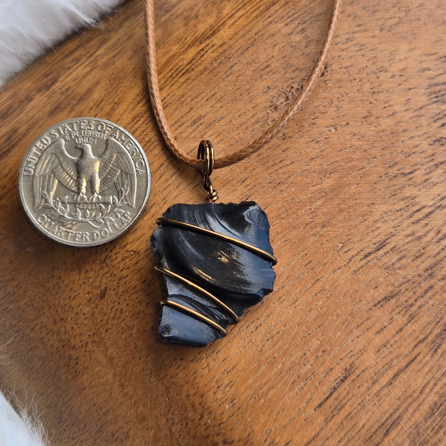 Obsidian Chip Pendant (with cord) 1550