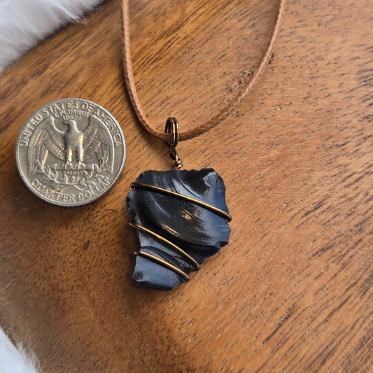 Obsidian Chip Pendant (with cord) 1550