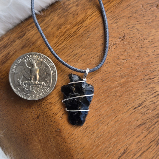 Obsidian Chip Pendant (with cord) 1552
