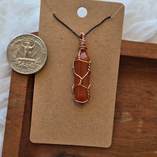 Heated Carnelian Double Point Pendant 1562