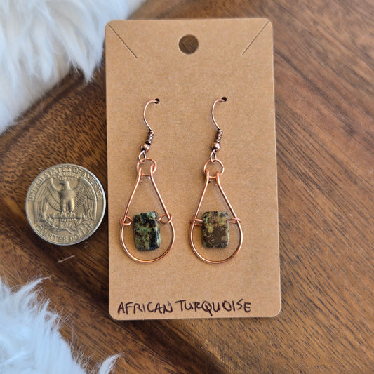African Turquoise Jasper Earrings 1582