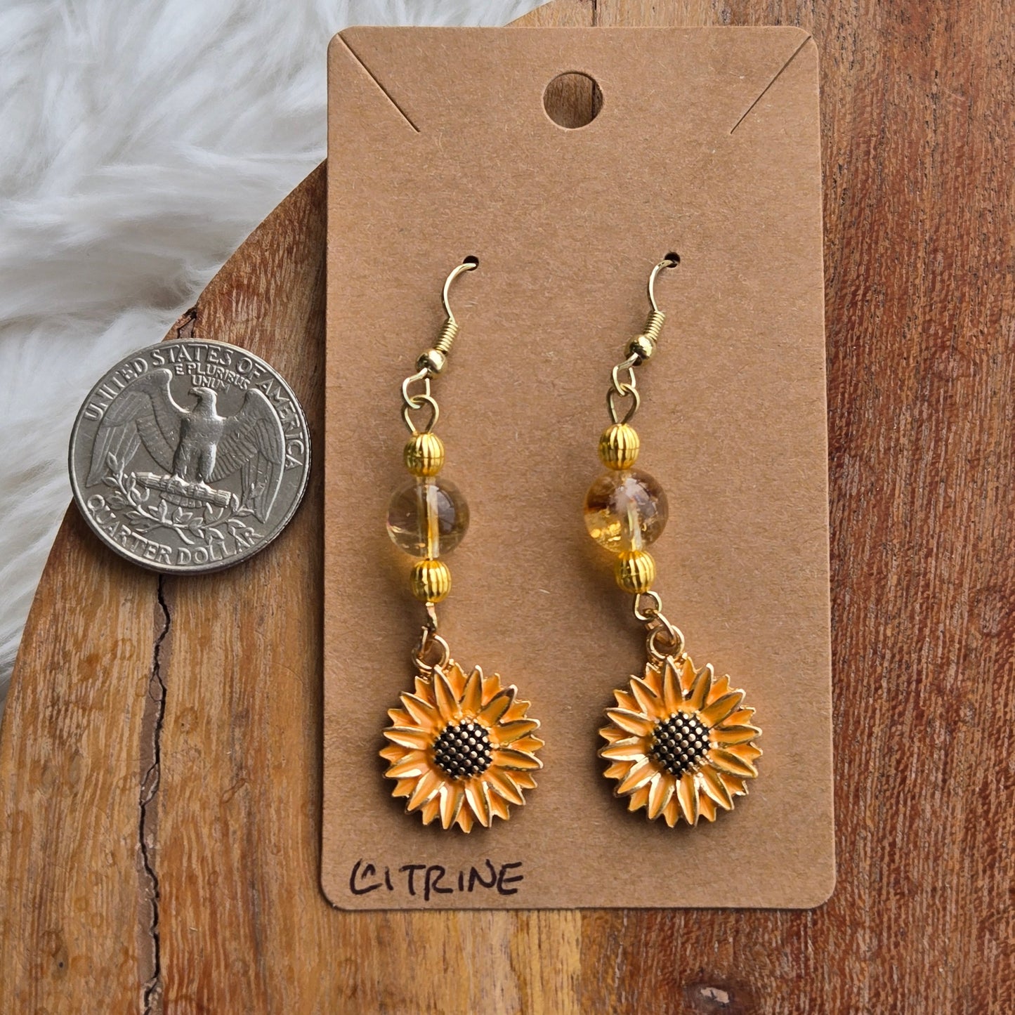 Citrine w/ Sunflower Earrings 1730
