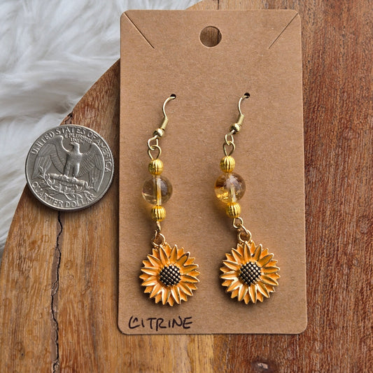 Citrine w/ Sunflower Earrings 1730
