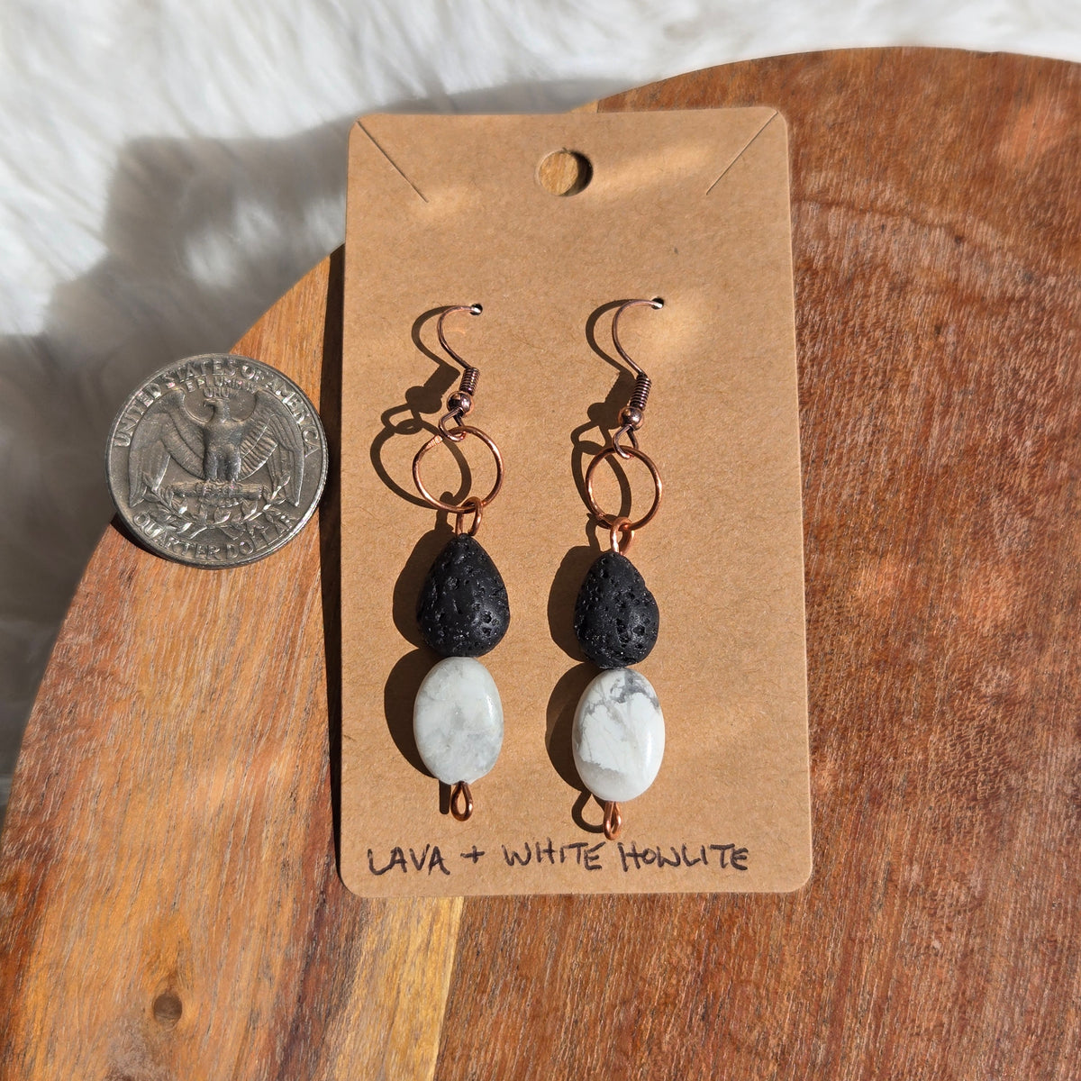 Lava & White Howlite Earrings 1054