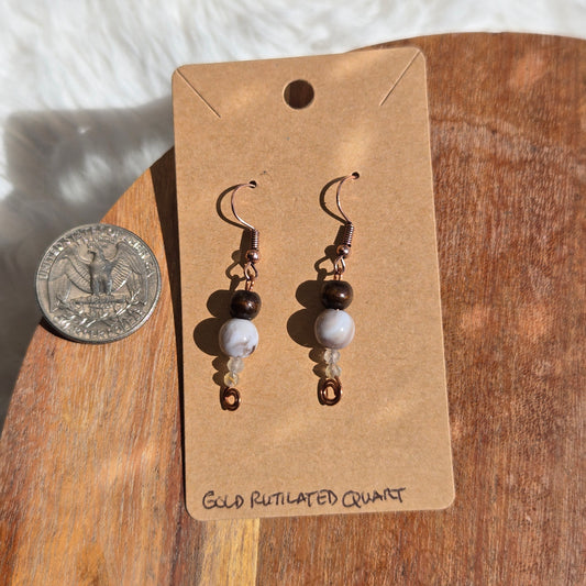 Gold Rutilated Quartz Earrings 1064