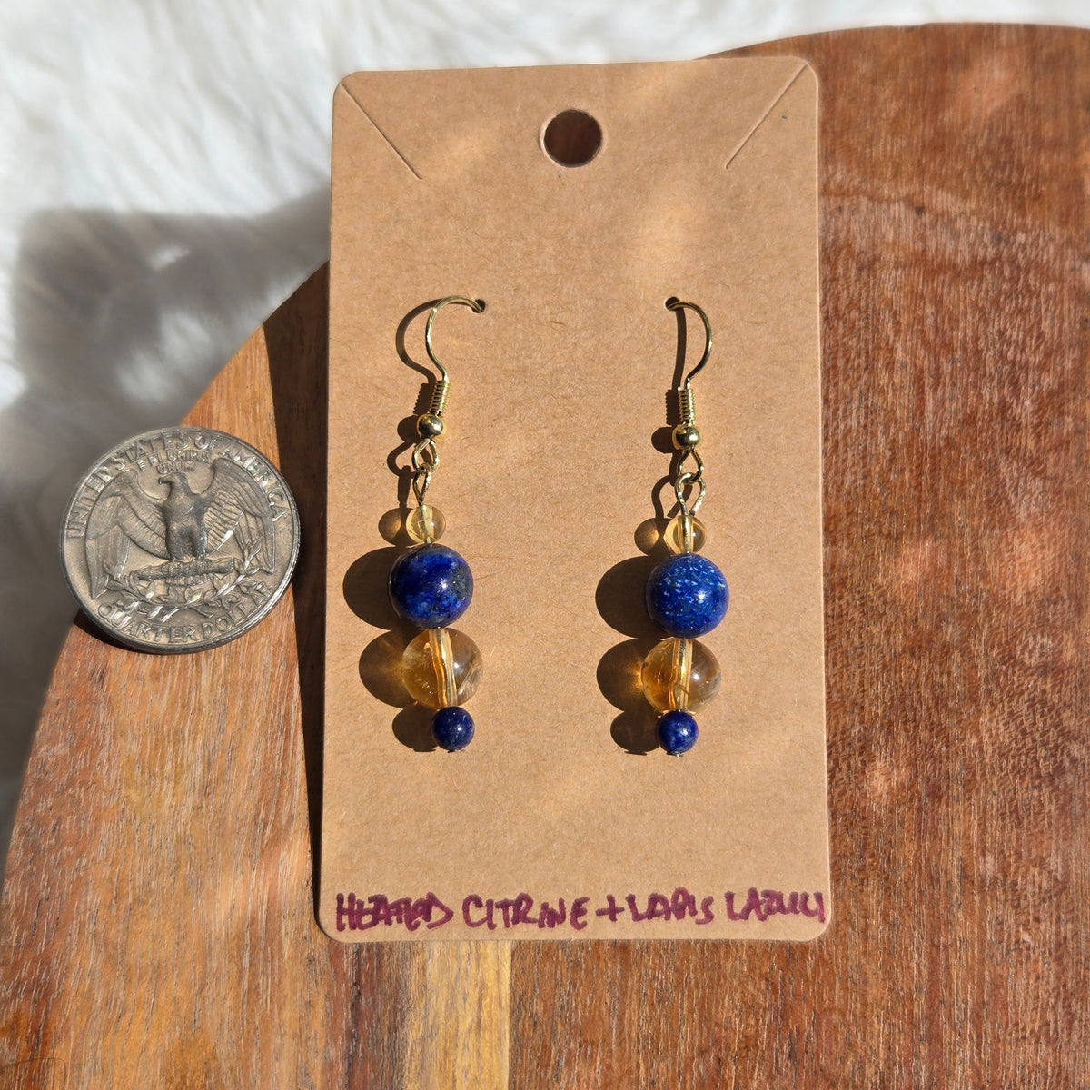 Heated Citrine & Lapis Lazuli Earrings 1732