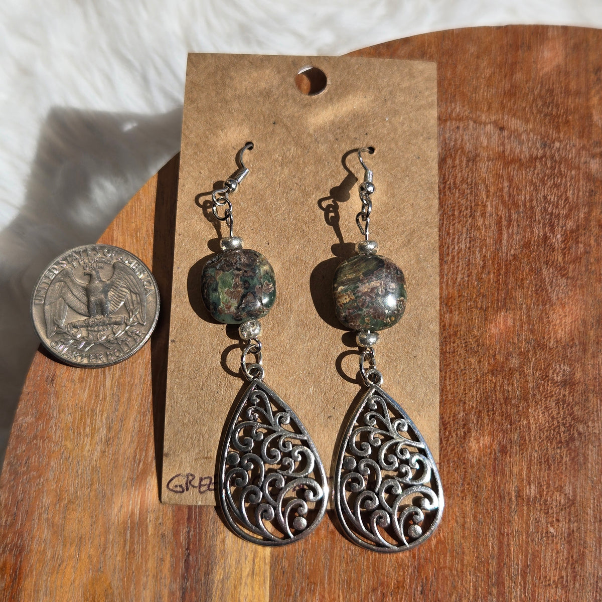Green Ocean Jasper Earrings 1736