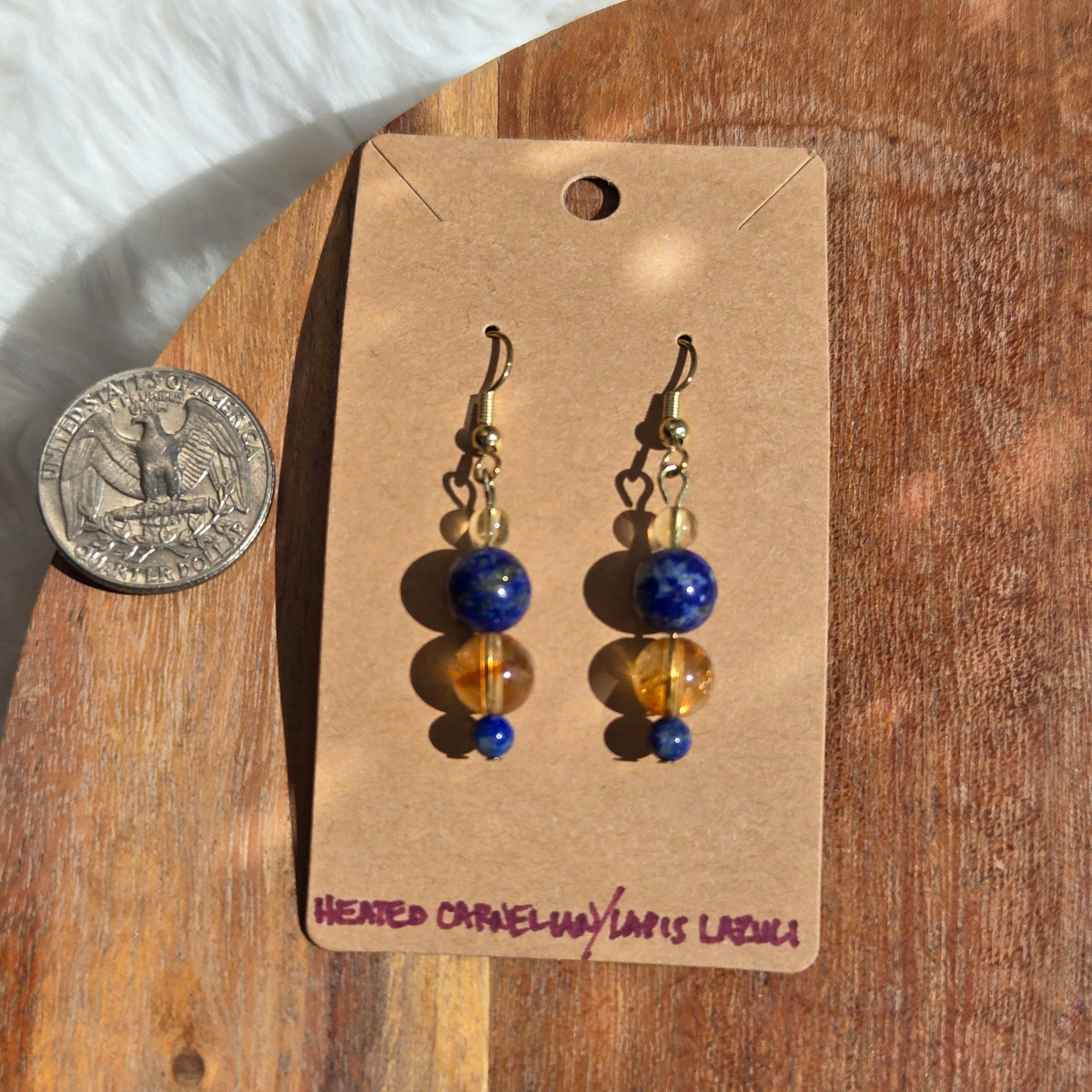 Heated Citrine & Lapis Lazuli Earrings 1742