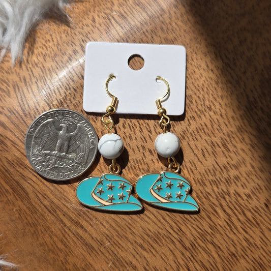 Howlite Earrings w/Hats 1134