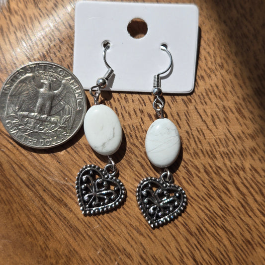 Howlite Hearts Earrings 1125