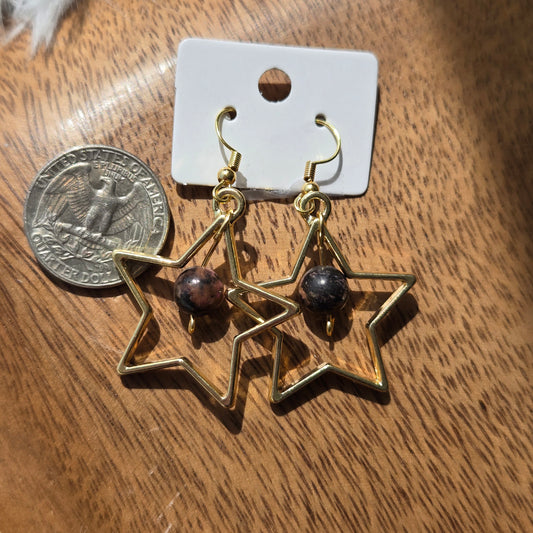 Rhodonite Stars Earrings 1123