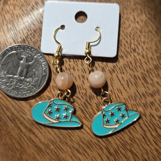 Sunstone Earrings w/Cowboy Hats 1140