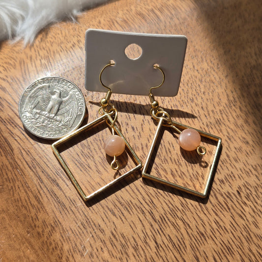 Sunstone Squares Earrings 1122